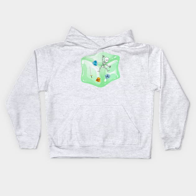 Gelatinous Cube - Green Kids Hoodie by NerdySparkleGoth